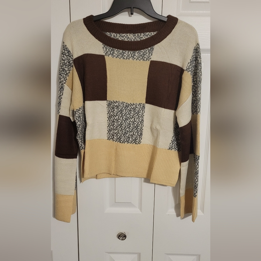 Stylish Patchwork Crew Neck Sweater